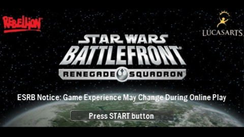 Star Wars Battlefront Renegade Squadron title screen for PSP